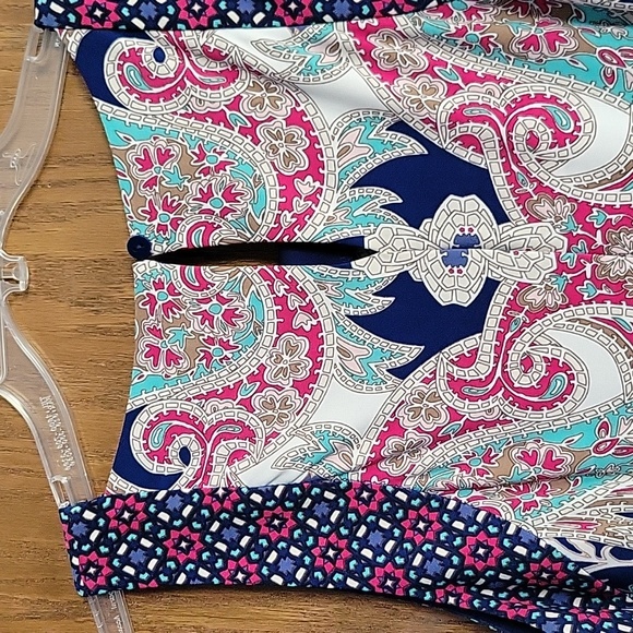 Chicos Chico's Crown Paisley maxi  Sz 2P sleeveless border print double slit - Picture 4 of 6